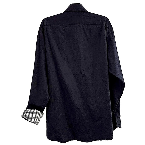 Thomas Dean Black Long Sleeve Shirt with Contrast Cuff Size XL - Picture 2 of 8